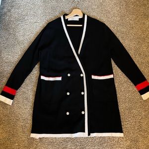 ZARA DOUBLE BREASTED LONG CARDIGAN WITH PEARL BUTTONS